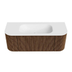 MONDIAZ KURVE 120cm Meuble salle de bain avec module 25 G et D - couleur Walnut - 1 tiroir - 2 portes - vasque BIG SMALL centre - sans trous de robinet - Talc SW1138246