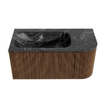 MONDIAZ KURVE-DLUX 95cm Meuble salle de bain avec module 25 D - couleur Walnut - 1 tiroir - 1 porte - vasque BIG SMALL gauche - sans trou de robinet - couleur Lava SW1137219