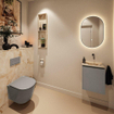 MONDIAZ TURE-DLUX Meuble toilette - 40cm - Smoke - EDEN - vasque Frappe - position droite - sans trou de robinet SW1103071