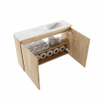 MONDIAZ TURE-DLUX Meuble toilette - 80cm - Washed Oak - EDEN - vasque Ostra - position droite - 1 trou de robinet SW1105140