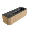 MONDIAZ KURVE-DLUX 135cm Meuble salle de bain avec module 25 G - couleur Oak - 1 tiroir - 1 porte - vasque BIG MEDIUM droite - 1 trou de robinet - couleur Lava SW1138134