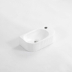 QeramiQ Fuente Ensemble lave-mains - 40x21.5x12cm - droite - cannelé - semi-circulaire - 1 trou de robinet - céramique - robinet de lave-mains cuivre brossé - bouchon de vidage - siphon abaissé - blanc mat SW1233041