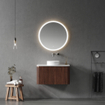Royal Plaza Terra Edge Wastafelonderkast- 80cm - ribbel - 2 lades - afgeronde hoeken - kastanje (walnoot) SW1449111