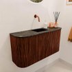 Mondiaz JOYA-DLUX 83.2cm meuble de toilette - arrondis gauche et droite couleur Ruby - Vasque FAYE position Milieu Sans trou de robinet couleur Lava. SW1423652