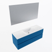 Mondiaz VICA ensemble de meuble de salle de bain - 130cm - meuble sous-vasque jeans - 2 tiroirs - lavabo cloud milieu - 1 trou de robinet - couleur talc - miroir LED - version XL 60cm haut SW1095558