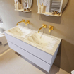 MONDIAZ VICA-DLUX Ensemble meuble de salle de bains - 120cm - meuble bas cale - 2 tiroirs - lavabo encastré cloud double - sans trous de robinet - version hauteur 60cm - glace SW1088306