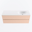 MONDIAZ VICA Ensemble meuble de salle de bains - 130cm - meuble bas rosee - 2 tiroirs - lavabo moon à droite - sans trous de robinet - version hauteur 60cm - talc SW1080366