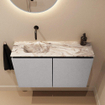 MONDIAZ TURE-DLUX Meuble de toilette 80cm Plata. EDEN lavabo Glace position gauche. Sans trou de robinet. SW1103464