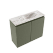 MONDIAZ TURE-DLUX Meuble toilette - 60cm - Army - EDEN - vasque Glace - position droite - 1 trou de robinet SW1103206