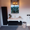 Mondiaz ALAN-DLUX Ensemble de meuble - 120cm - meuble Urban mat - 1 tiroir - Lavabo Cloud Frappe suspendu - vasque Centre - 1 trou de robinet SW804783