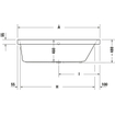 Duravit HappyD 2 kunststof inbouwbad acryl rechthoekig met rugsteun rechts 170x75x46cm zonder poten wit SW54605