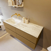 MONDIAZ VICA-DLUX Ensemble meuble de salle de bains - 130cm - meuble bas oro - 4 tiroirs - lavabo encastré cloud à gauche - sans trous de robinet - version haute 60cm - glace SW1088242