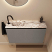 MONDIAZ TURE-DLUX 80cm toiletmeubel Smoke. EDEN wastafel Glace positie links. Met 1 kraangat. SW1103568