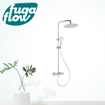 FugaFlow Efficiente Sobrado ensemble de douche à effet pluie avec thermostat douche de tête 30cm douchette à main 3 positions chrome 110cm SW1123781