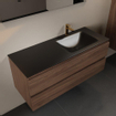 Mondiaz AIVY Ensemble de meuble - 120x45x50cm - 1 trou de robinet - 1 vasque Urban Solid surface - Droite - 2 tiroirs - avec miroir - Melamine Mocha SW892246