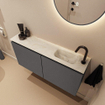 MONDIAZ TURE-DLUX Meuble toilette - 100cm - Dark Grey - EDEN - vasque Ostra - position droite - 1 trou de robinet SW1104805