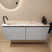 MONDIAZ TURE-DLUX Meuble toilette - 120cm - Plata - EDEN - vasque Glace - position gauche - 1 trou de robinet SW1103445