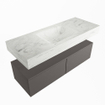 Mondiaz ALAN-DLUX Ensemble de meuble - 120cm - meuble Dark grey mat - 2 tiroirs - Lavabo Cloud Opalo suspendu - vasque Centre - 1 trou de robinet SW806420