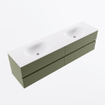 Mondiaz VICA Ensemble meuble de salle de bains - 180cm - army - 4 tiroirs - Lavabo MOON - double sans trou de robinet - couleur talc - Version XL 60cm de hauteur SW1189303