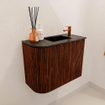 Mondiaz JOYA-DLUX Meuble de salle de bains 51,6cm - arrondi gauche couleur Ruby - Vasque FAYE position Droite 1 trou de robinet couleur Lava SW1423636