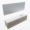 Mondiaz Vica ensemble de meuble de salle de bain - 190cm - meuble sous-vasque marron clair gris - 4 tiroirs - lavabo lune droite - sans trous de robinet - couleur talc - miroir LED - version XL 60cm de haut SW1091431