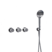 Fortifura Nebbio Ensemble combiné bain - mitigeur thermostatique - coude mural avec support de douchette - flexible de douche lisse - douchette ronde - Remplissage-vidage de baignoire - chrome SW1238002