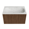 MONDIAZ KURVE-DLUX 70cm Meuble salle de bain - couleur Walnut - 1 tiroir - vasque BIG SMALL centre - sans trou de robinet - couleur Opalo SW1137627