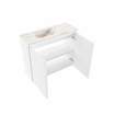 MONDIAZ TURE-DLUX Meuble toilette - 60cm - Talc - EDEN - vasque Frappe - position gauche - sans trou de robinet SW1102589