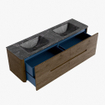 Mondiaz CIRO-DLUX Meuble de salle de bains - 160x45x50cm - Plan vasque Solid Surface Lava - 2 vasques Double - 2 trous de robinetterie - 4 tiroirs - Dusk SW1533059