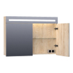 BRAUER Promise Armoire de toilette 100x70x15cm éclairage intégré rectangulaire 2 portes pivotantes MFC Forest Wheat SW371638