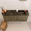 Mondiaz JOYA-DLUX Meuble de toilette 91,6cm - arrondi gauche couleur Dusk - Vasque FAYE position Droite 1 trou de robinet couleur Lava SW1423264