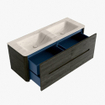 Mondiaz CIRO-DLUX Meuble de salle de bains - 130x45x50cm - Lavabo solid surface Meli - 2 vasques double - 2 trous de robinetterie - 4 tiroirs - Shadow SW1532565