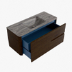 Mondiaz CIRO-DLUX Meuble de salle de bains ensemble - 110x45x50cm - Plan vasque solid surface Sombra - 1 lavabo au milieu - sans trous de robinet - 2 tiroirs - Noyer SW1530742