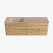 Mondiaz CIRO-DLUX Badkamermeubelset - 150x45x50cm - Solid surface wastafel Saba - 1 wasbak Links - zonder kraangaten - 4 lades - Oak SW1531204
