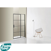 FugaFlow Efficiente Vetro Porte de douche - 160x200cm - panneau fixe - cadre lignes extérieur - anti-calcaire - noir mat SW1123546