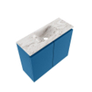 MONDIAZ TURE-DLUX Meuble toilette - 60cm - Jeans - EDEN - vasque Glace - position centrale - sans trou de robinet SW1103346