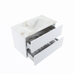 MONDIAZ VICA-DLUX Ensemble meuble de salle de bains - 80cm - meuble bas talc - 2 tiroirs - lavabo encastré cloud centré - sans trous de robinet - version haute 60cm - frape SW1088588