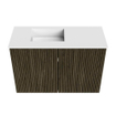 Mondiaz JOYA 60cm toiletmeubel - kleur Shadow - Wastafel FAYE positie Links 1 kraangat kleur Talc. SW1421388
