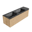 MONDIAZ KURVE-DLUX Meuble de salle de bains 145 cm avec module 25 R couleur Chêne avec 1 tiroir et 1 porte. Lavabo LEAF double / gauche 2 trous de robinet couleur Lava. SW1137187
