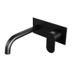 BRAUER Black Edition Wastafelmengkraan inbouw - gebogen uitloop links - hendel breed plat - inclusief inbouwdeel - afdekplaat - model C 1 - mat zwart SW385392