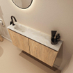 MONDIAZ TURE-DLUX meuble WC 100cm Washed Oak. Lavabo EDEN Ostra position gauche. Avec 1 trou de robinet. SW1105150