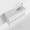 MONDIAZ ADA Meuble WC - 80x30x50cm - 1 trou de robinet - 2 tiroirs - talc mat - vasque à droite - Solid surface - Blanc SW472512