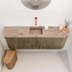 Mondiaz JOYA-DLUX Meuble de salle de bains 113,2cm - arrondis gauche et droite couleur Dusk - Vasque FAYE position Milieu Sans trou de robinet couleur Arena SW1425790