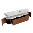 MONDIAZ THOR-DLUX Meuble de salle de bains - 190cm - arrondi gauche + droite - couleur Ruby - 2 tiroirs et 2 portes - Vasque suspendue CLOUD Milieu sans trou de robinet - couleur Glace SW1466492