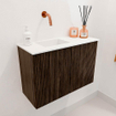 Mondiaz JOYA 60cm toiletmeubel - kleur Walnut - Wastafel FAYE positie Links Zonder kraangat kleur Talc. SW1421233