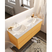 Mondiaz VICA ensemble de meuble de salle de bain - 120cm - meuble sous-vasque ocre 4 tiroirs - lavabo denia double - 2 trous de robinet XL version 60cm de haut SW1089596