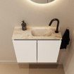MONDIAZ TURE-DLUX Meuble toilette - 60cm - Talc - EDEN - vasque Frappe - position droite - 1 trou de robinet SW1102590