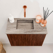 Mondiaz JOYA-DLUX 50cm toiletmeubel - kleur Ruby - Wastafel FAYE positie Links Zonder kraangat kleur Oza. SW1425496