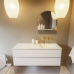 MONDIAZ VICA-DLUX Ensemble meuble de salle de bains - 130cm - meuble bas talc - 2 tiroirs - lavabo encastré cloud à droite - sans trous de robinet - version hauteur 60cm - opalo SW1088471