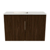 Mondiaz JOYA-DLUX 60cm toiletmeubel - kleur Walnut - Wastafel FAYE positie Links 1 kraangat kleur Ostra. SW1422586
